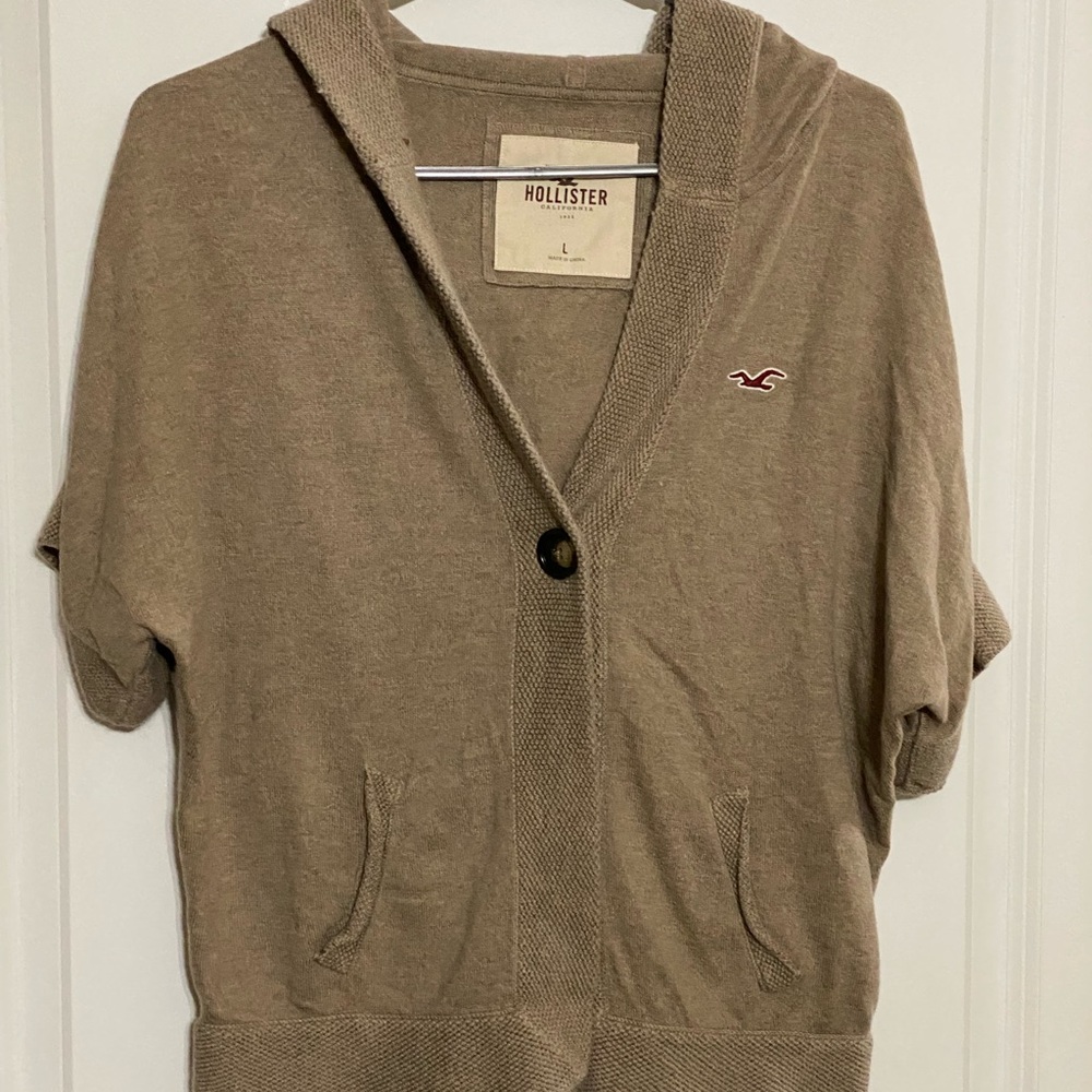 Hollister Brown Hooded Cardigan